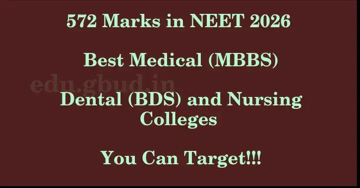 This image shows the estimated Rank for the neet ug mark 572 graphically
