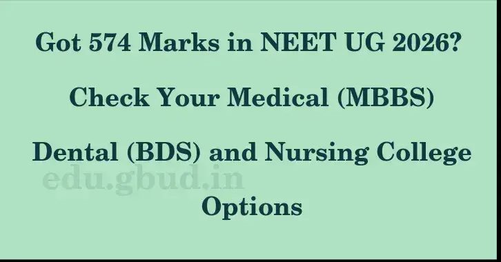 This image shows the estimated Rank for the neet ug mark 574 graphically