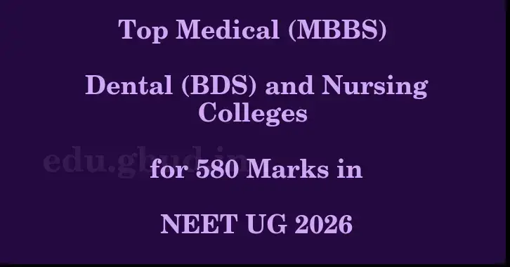 This image shows the estimated Rank for the neet ug mark 580 graphically