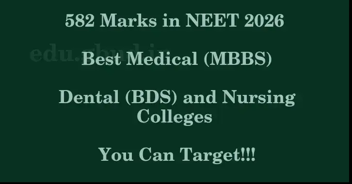 This image shows the estimated Rank for the neet ug mark 582 graphically
