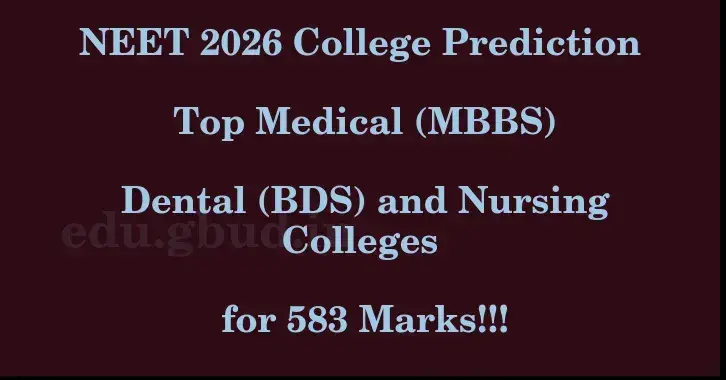 This image shows the estimated Rank for the neet ug mark 583 graphically