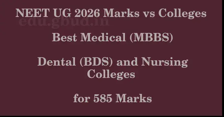 This image shows the estimated Rank for the neet ug mark 585 graphically