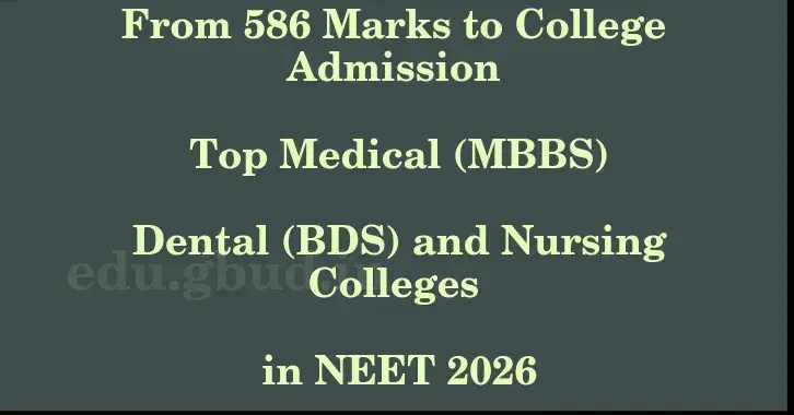 This image shows the estimated Rank for the neet ug mark 586 graphically