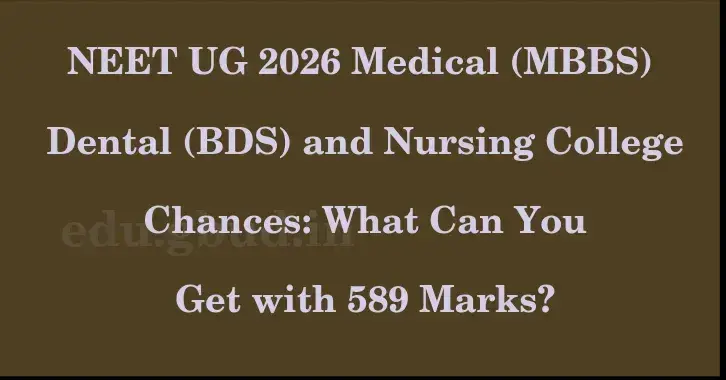 This image shows the estimated Rank for the neet ug mark 589 graphically