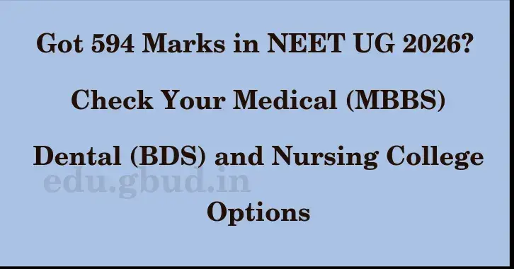 This image shows the estimated Rank for the neet ug mark 594 graphically