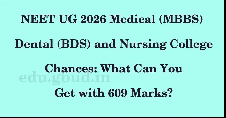 This image shows the estimated Rank for the neet ug mark 609 graphically