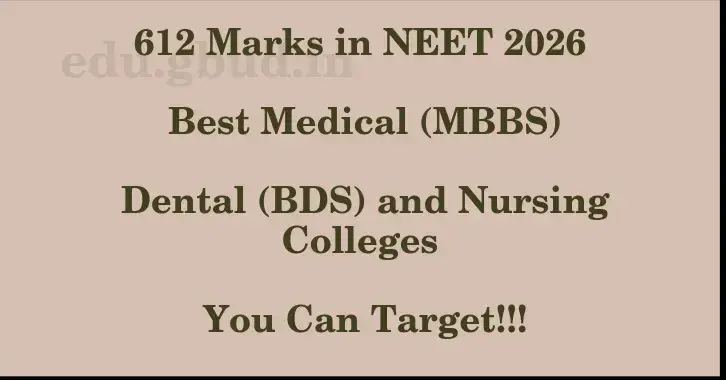 This image shows the estimated Rank for the neet ug mark 612 graphically