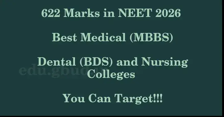 This image shows the estimated Rank for the neet ug mark 622 graphically
