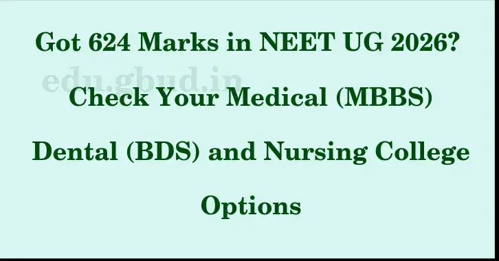 This image shows the estimated Rank for the neet ug mark 624 graphically