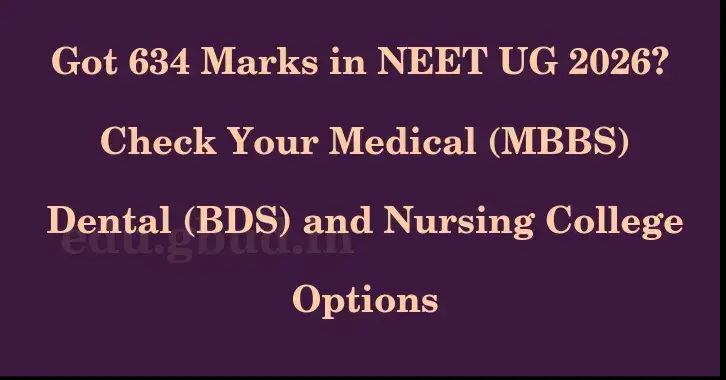 This image shows the estimated Rank for the neet ug mark 634 graphically