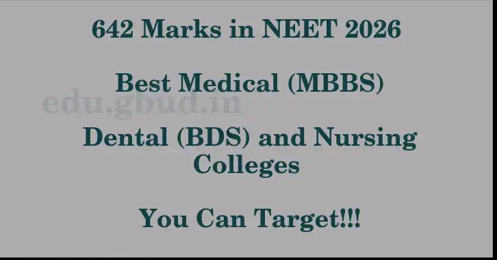 This image shows the estimated Rank for the neet ug mark 642 graphically