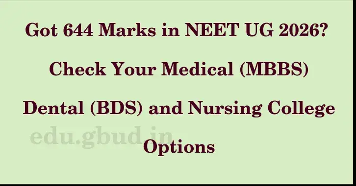 This image shows the estimated Rank for the neet ug mark 644 graphically