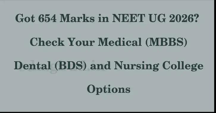 This image shows the estimated Rank for the neet ug mark 654 graphically