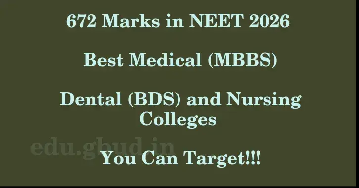 This image shows the estimated Rank for the neet ug mark 672 graphically